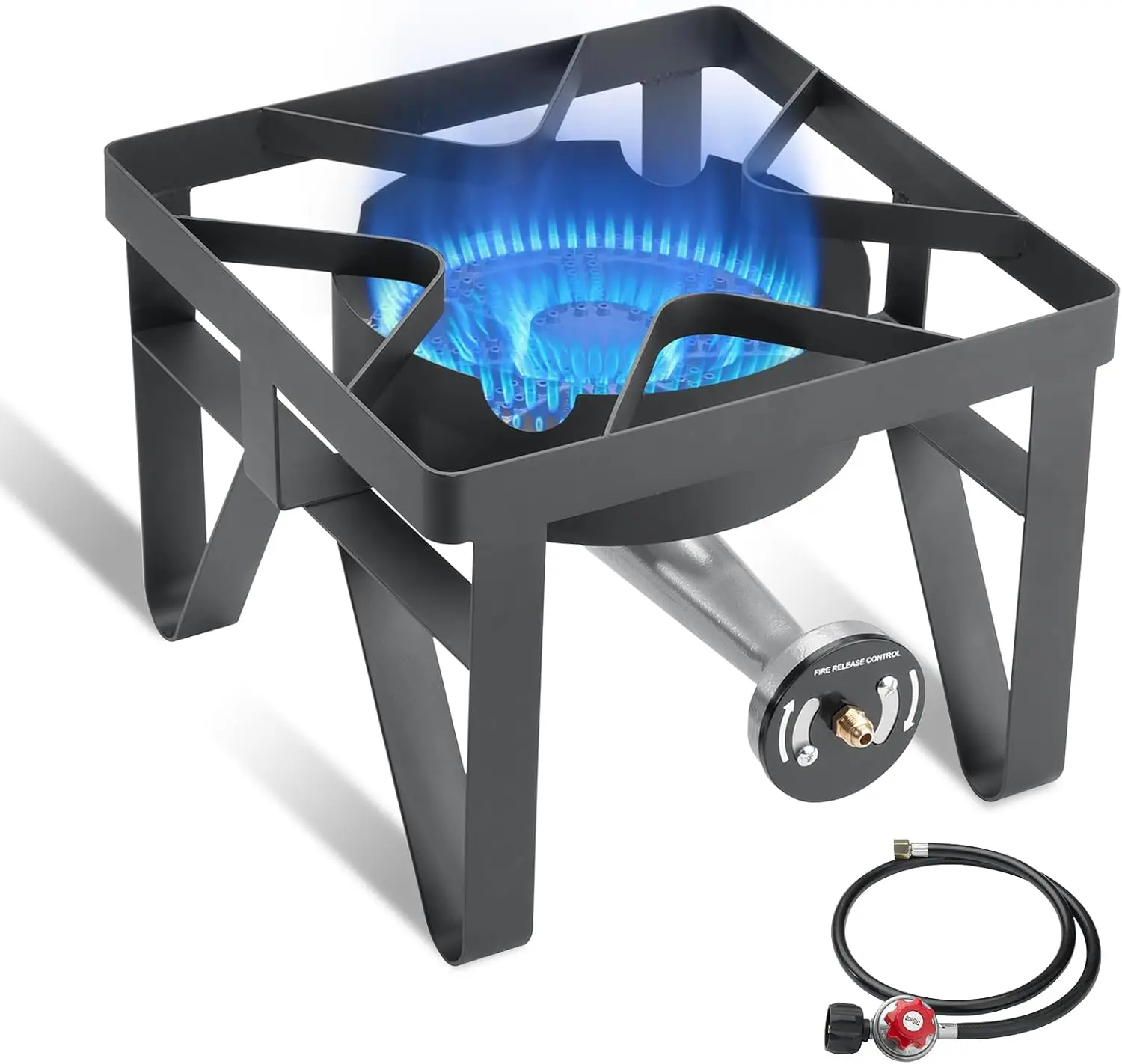 BESTFIRE 200K BTU High-Pressure Propane Burner – Portable Single Gas Stove with 0-20 PSI Adjustable Regulator, Heavy Duty Outdoor Cooker Perfect for Camping, Turkey Fry, Backyard BBQ, Seafood Boil & Outdoor Cooking