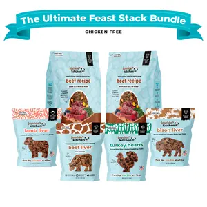 Ultimate Feast - Joyrides Kitchen Freeze Dried Raw Dog Food & 4 packs of Dog Treats - Usa sourced, Usa made, no grains no fillers no seed oils, no junk - all natural healthy and clean nutrient dense