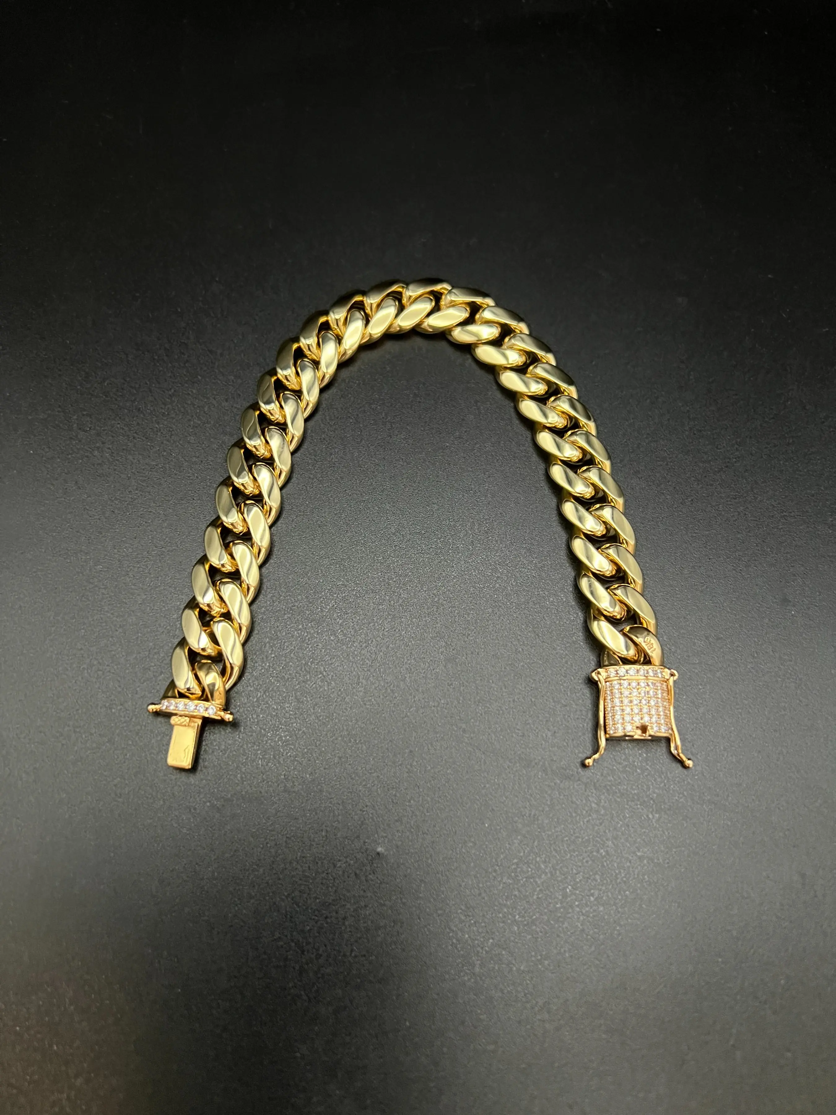 12mm Cuban Link Jewelry Bracelet, 5-Tone Plating, Durable Miami Hip Hop Style, Zircon Clasp, Party Fashion Accessory, All Seasons Wear