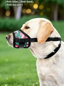Breathable Dog Muzzle, Anti-Biting Barking Chewing, Adjustable Loop, Allows Drinking, Printed Mesh Mask for Small Medium Dogs 