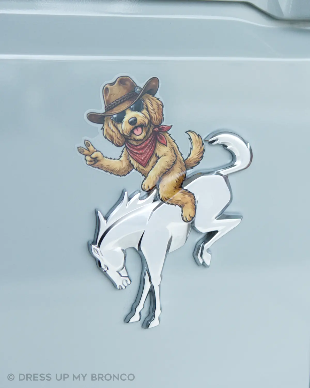 Howdy Doodle — Bronco Emblem Vinyl Decal (Woof Edition) Howdy Doodle — Bronco Emblem Vinyl Decal (Woof Edition)