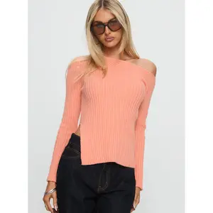 Exquisite Off Shoulder Knit Sweater Orange