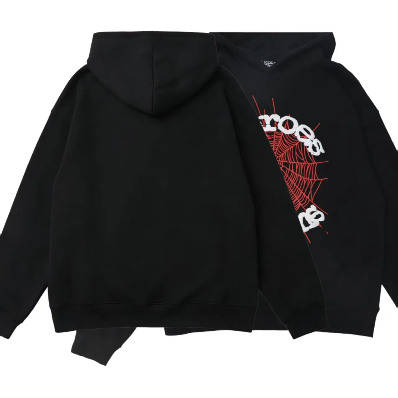 Men's Punk Oversized Long-Sleeve Knit Pullover Hoodie - Unisex Fit Streetwear Top with Hip Hop Spider Web Pattern, Graphic Alphabet Print, Harajuku Vintage Casual Style