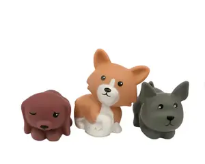 Adorable Dog Puppy Animal Themed Rubber Duck Ducks - Corgi French Bulldog Basset Hound - Individual or Pack of 3 - Brown Grey White