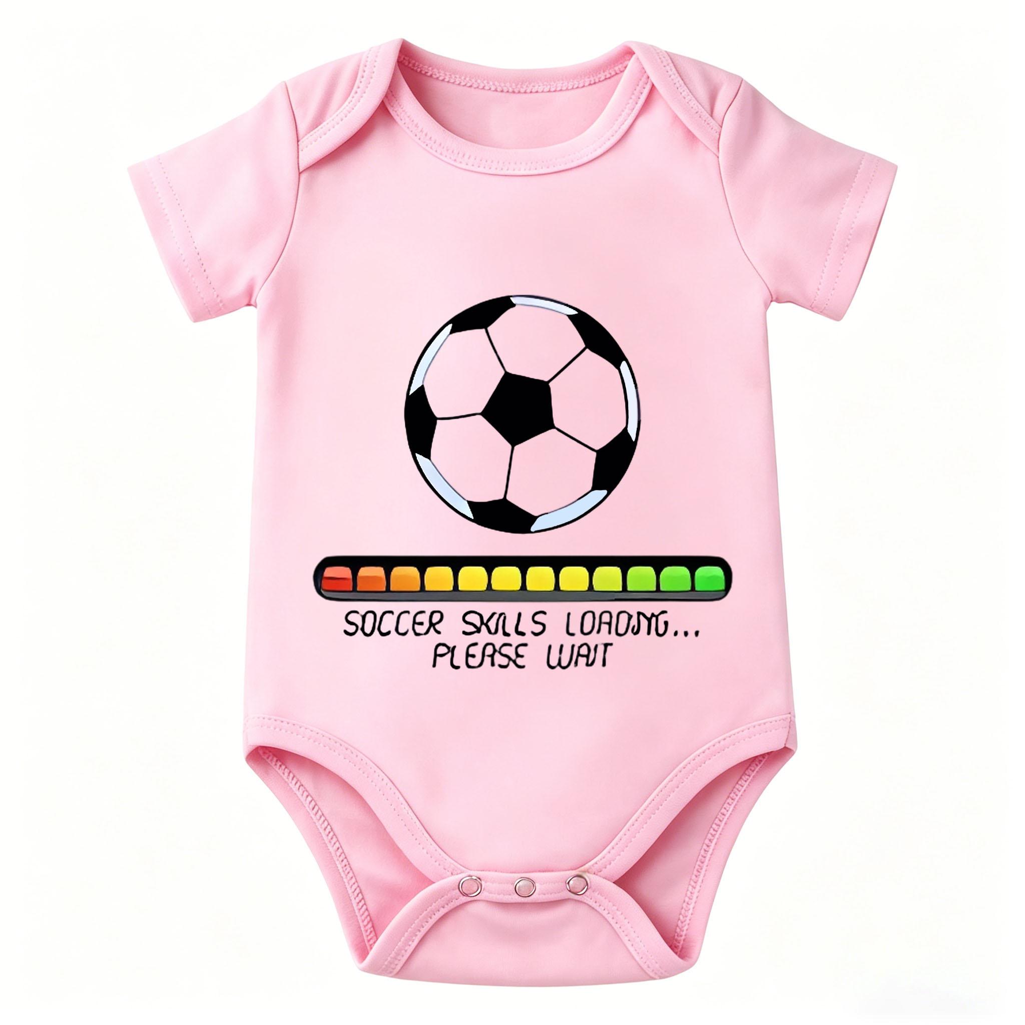 "Soccer Skills Loading Please Wait" Baby Onesie | Soccer & Loading Bar Graphic Romper | Soft Cotton Sports-Themed Newborn Outfit for Baby Boys