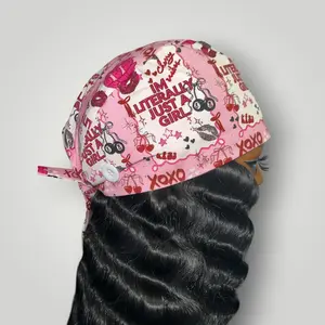 Im Literally Just A Girl Satin-Lined Tie Back Nursing Scrub Caps