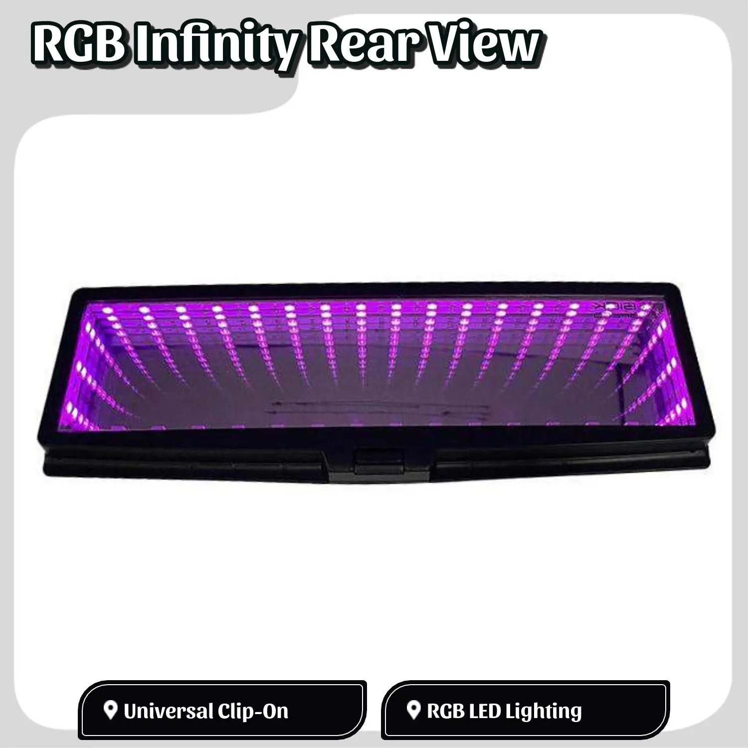 Blank RGB Infinity Rear View Mirror with Mesmerizing LED Lights Universal Clip-On Car Accessories for JDM Builds Vehicle