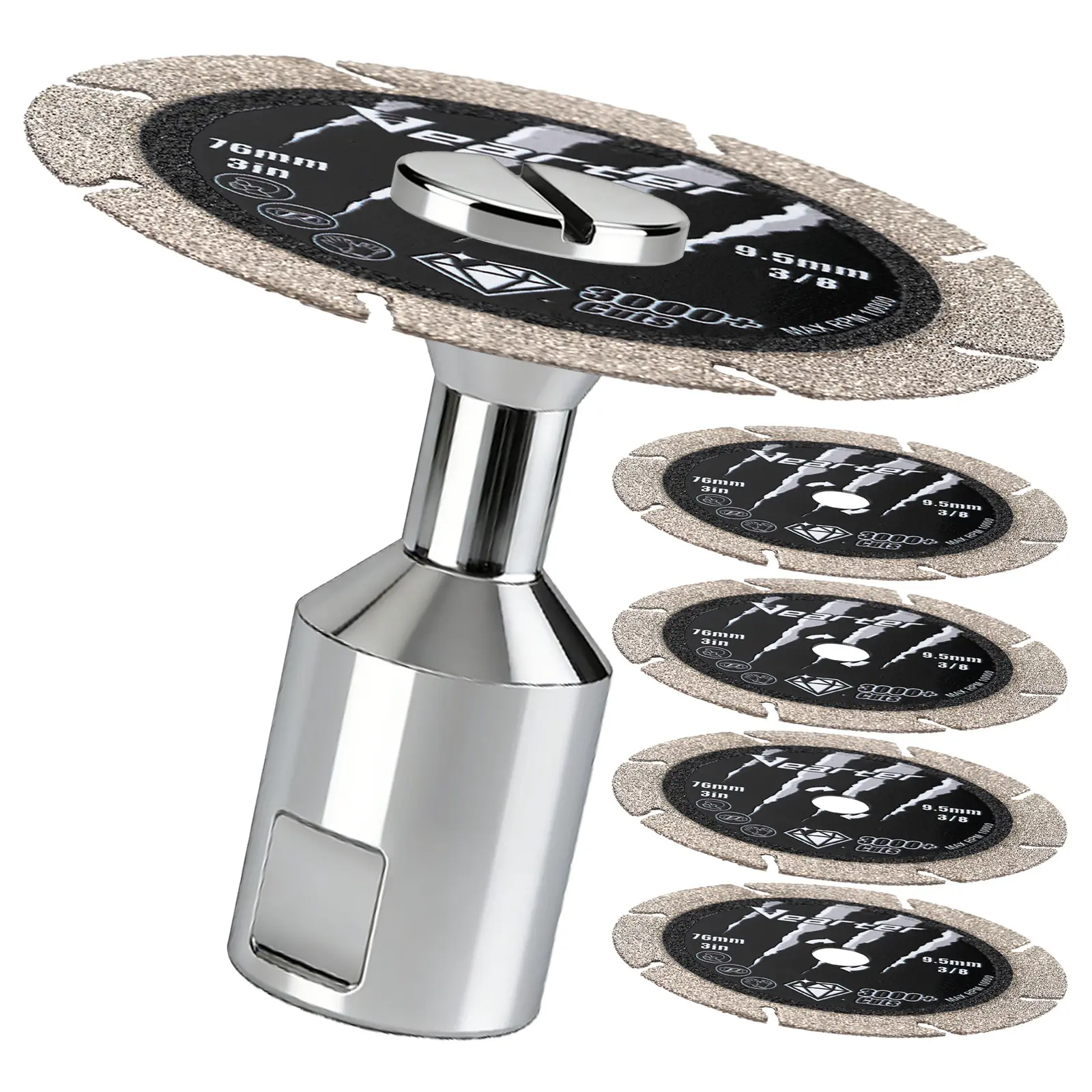 Set of 5 Diamond Cutting Wheels, Featuring a 5/8'-11 Female Thread, Designed for Metal Grinding with an Adapter for Cutting Wheels, Suitable For, And Cast