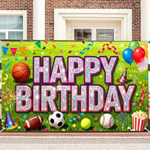 Glitter  Themed Happy Birthday Banner, Large Party Sign for   Fan Yard Decor