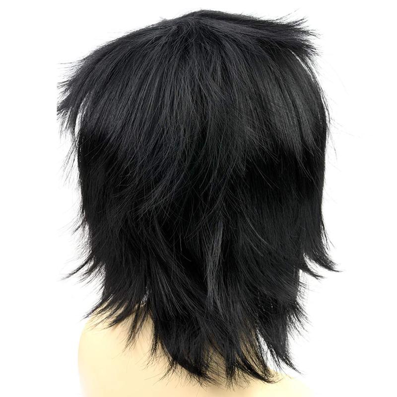 CHRISTMAS GIFT Anime Wig – Short Black Layered Synthetic Wig with Bangs for Cosplay, Costume Parties, Women & Men, Soft Pastel Style