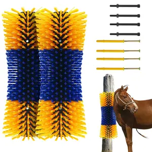 YJ-Garvee Set of Livestock Scratching Brushes for Horses, Cattle, Sheep, Pigs, and Goats - Includes 2 or 4 Pieces in Blue-Yellow or Blue-Green - Provides Full Massage Grooming and Soothes Itching on Animal Backs