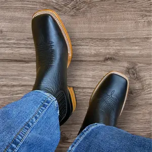 Men's Black Cow Hide Boots - Elegant & Versatile Design for Daily Wear - Comfortable and Stylish for Various Occasions
