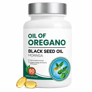 Oil of Oregano, with Black Seed Oil, Moringa and Ginger, Carvacrol-Rich, Aceite de Oregano, Edible Healthcare Dietary, 60 Softgels