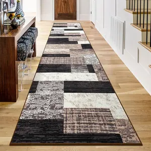 Classic Geometric Pattern Long Hallway Rug, Decorative Area Rug, Modern Abstract Rug, Boho Runner Rug, Easy Clean Lightweight Mat, Perfect for Kitchen Living Room Porch Balcony Indoor Use