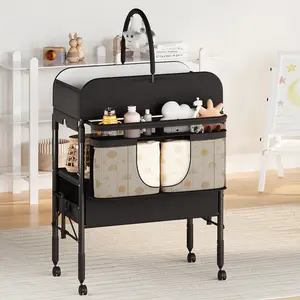 Baby Changing Table, Versatile Folding Changing Table, Waterproof Diaper Changing Station with 2 Storage Baskets, Mobile Nursery for Infant and Newborn