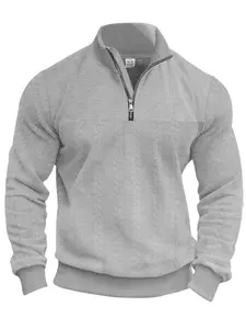 Men's Quarter Zip Stand Collar Pullover Sweater Vintage Style Casual Top, Warm Geometric Pattern, Fall & Winter Fashion Clothing, Layered Valentine's Day and New Year's gift for him