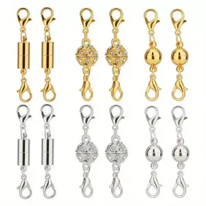 12 Pack Magnetic Necklace Clasps and Closures Necklace Jewelry Extender with Strong Magnet Magnetic Gold and Silver Plating Gift Stainless Steel Charm-MM