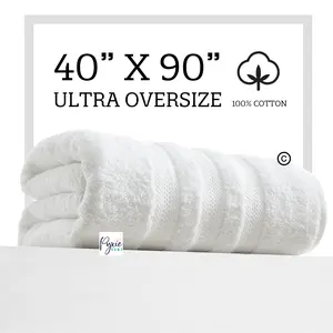 For Plus Size - Ultra Extra-Large Bath Towel - 40"x90" Ultra Oversize Bath Sheet - 100% Cotton - WHITE COLOR