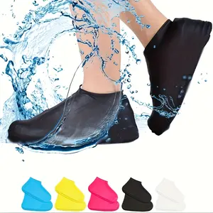 2 Pairs Silicone Waterproof Rainproof Shoe Covers, Reusable Non-Slip Rain Boots, Rain Shoes, Washable Shoe Protectors for Men and Women