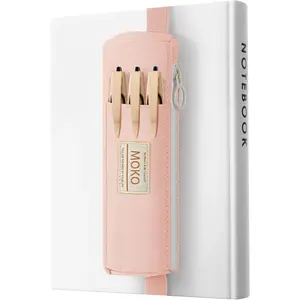 Pen Holder for Notebook, Pencil Pouch with Adjustable Elastic Band, Slim Portable Zipper Pen Pouch Holder for Planners, Journals, Book, Pink
