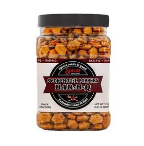Smokehouse Poppers Seasoned Oyster Crackers - Addictive Crunch with a Smoky BBQ Flavor - Crispy, Crunchy