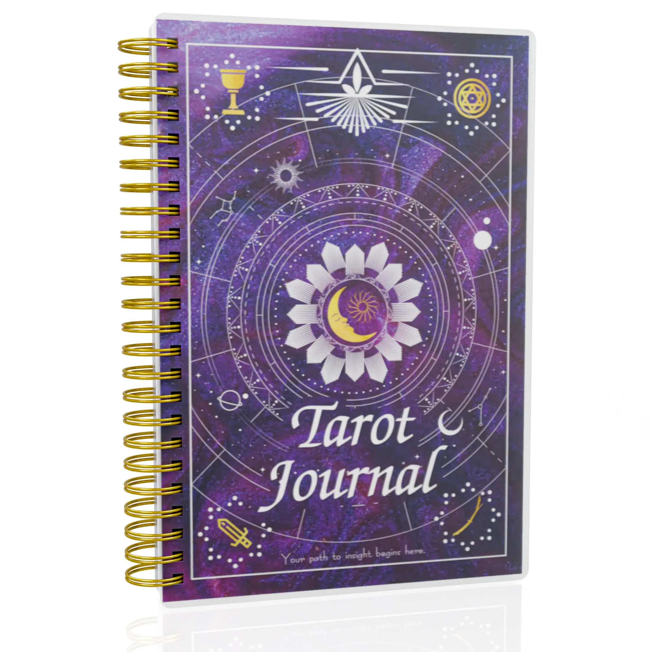 A5 Tarot Guided Journal Notebook - Sturdy Binding, Compact Size Workbook for Daily Card Reading Reflection, Patterns Tracking, Ideal for Beginners, Insights Capture
