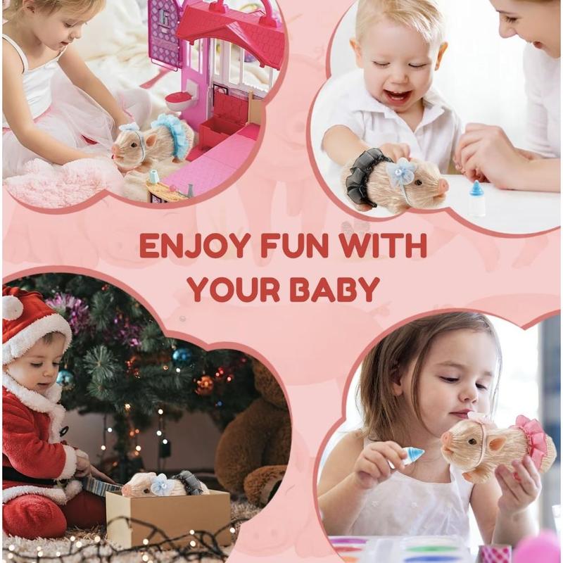 12CM  5 Styles Cute Mini Full Body Silicone Piglet Dolls With 3 Sets Mini Outfits For Each Lovely Piglet Doll Hand-Rooted Hair Waterproof Reborn Dolls For Kids' Toy And Holiday Gift