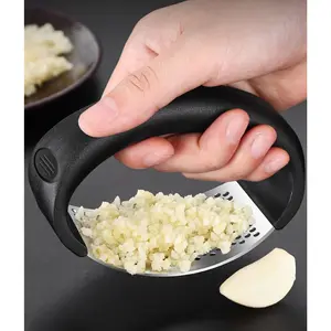 New Design Stainless Steel Garlic Press Rocker, Manual Garlic Mincer Crusher for Kitchen, Handheld Garlic Masher Tool for Fresh Garlic Paste