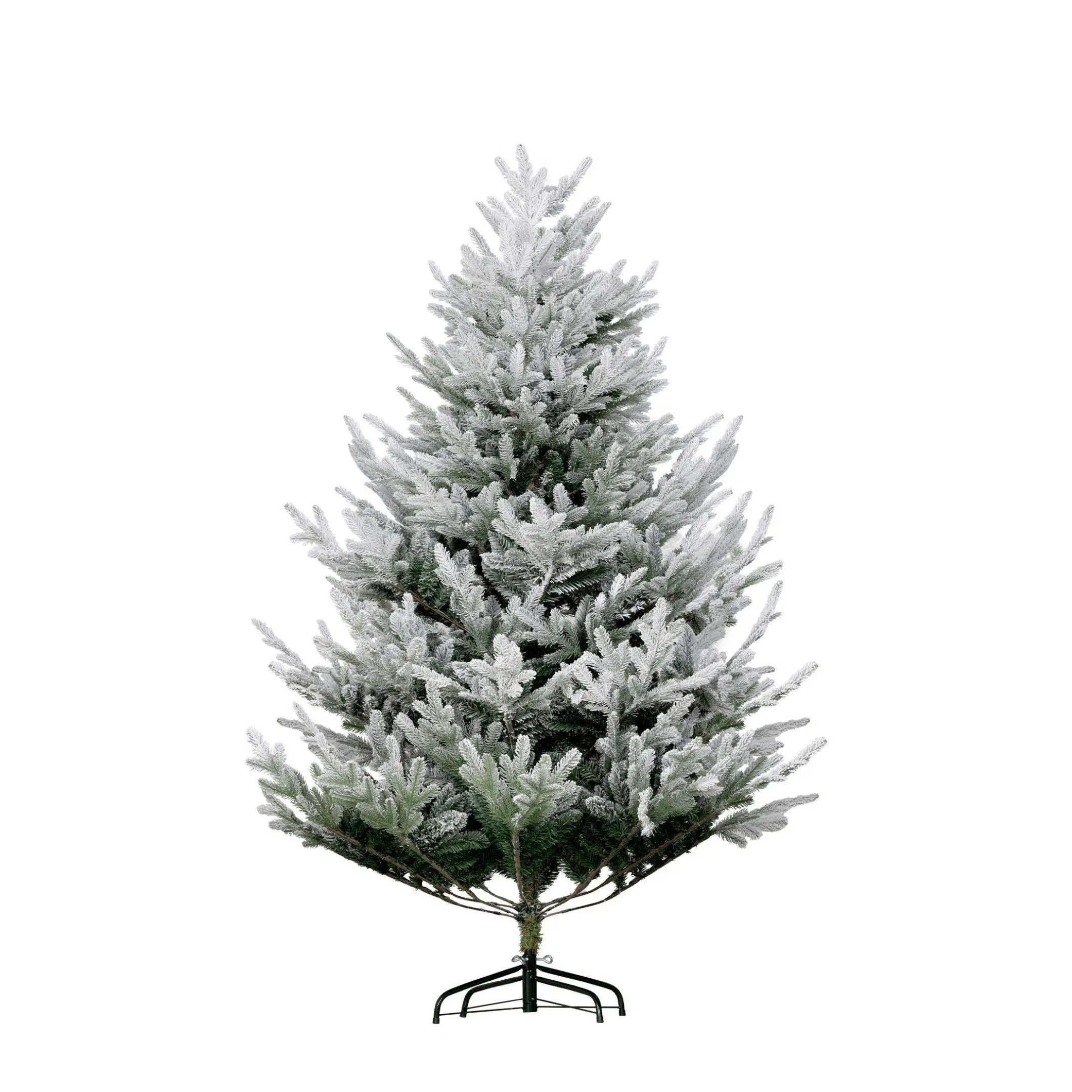 6 FT Flocked Christmas Tree, Artificial Xmas Tree with 795 Tips, Hinged Pine Tree with Steel Base, Auto Open, Indoor Holiday Dcor Green