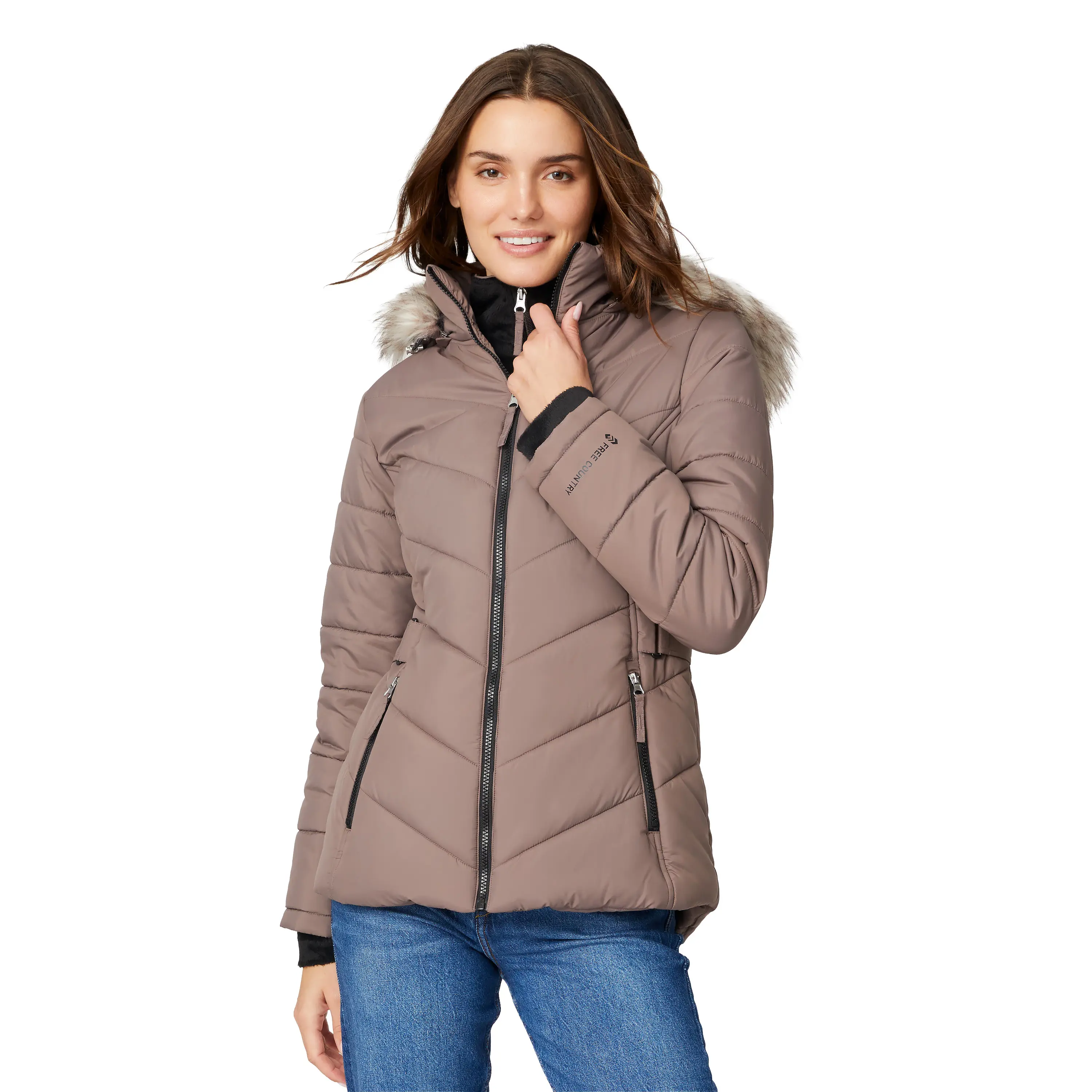 Free Country Women's Unstoppable II Hooded Poly Air Touch Fabric Zip Down Jacket