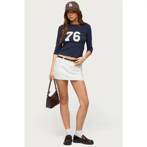 Spencer Low Rise Denim Micro Skirt