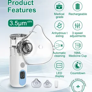 Portable Handheld Nebulizer, Rechargeable Mesh Nebulizer Machine, Accessories for Adults and Kids, Handheld Electric Atomizer for Breathing Issues