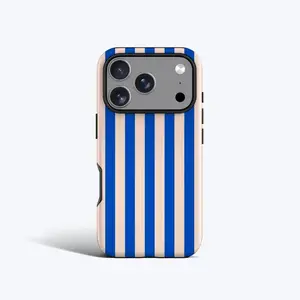 Electric Blue Stripes Phone Case For iPhone 17 Pro Max, 16e, 15 Plus, 14 Pro, 13 mini, 12, 11 Shockproof Magnetic with Lens Protector emberigh Cyber Y2K Aesthetic Heavy Duty Drop Shield Techwear Core Trendy Shell Hybrid Guard