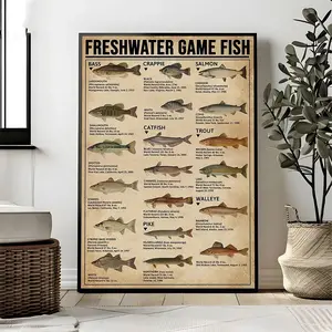 Freshwater Game Fish Knowledge Poster, Fishing Knowledge Poster, Fishing Home Decor, Fishing Vintage Poster, Fishing Lover Gift