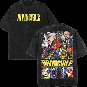 Invincible War 2 Sides Wash T-Shirt, Comics Sweatshirt, Hoodie, T-Shirt, TV Show Comics Shirt Menswear Top Streetwear Menswear Top Crewneck Fashion RVM