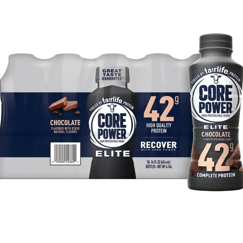 Core Power Elite 42g Protein Shake Chocolate 14fl. oz. 10 Pack - High Quality Protein Beverage with Complete Protein - Energy