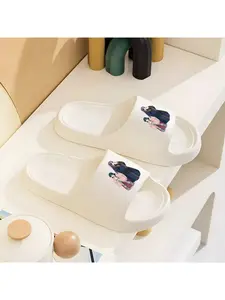 Anime Girls in Traditional Robes Print Slippers Cute Japanese Style Indoor Shoes Comfortable Soft Sole House Slippers for Women Adorable Cartoon Character Footwear Cozy Non Slip Slippers