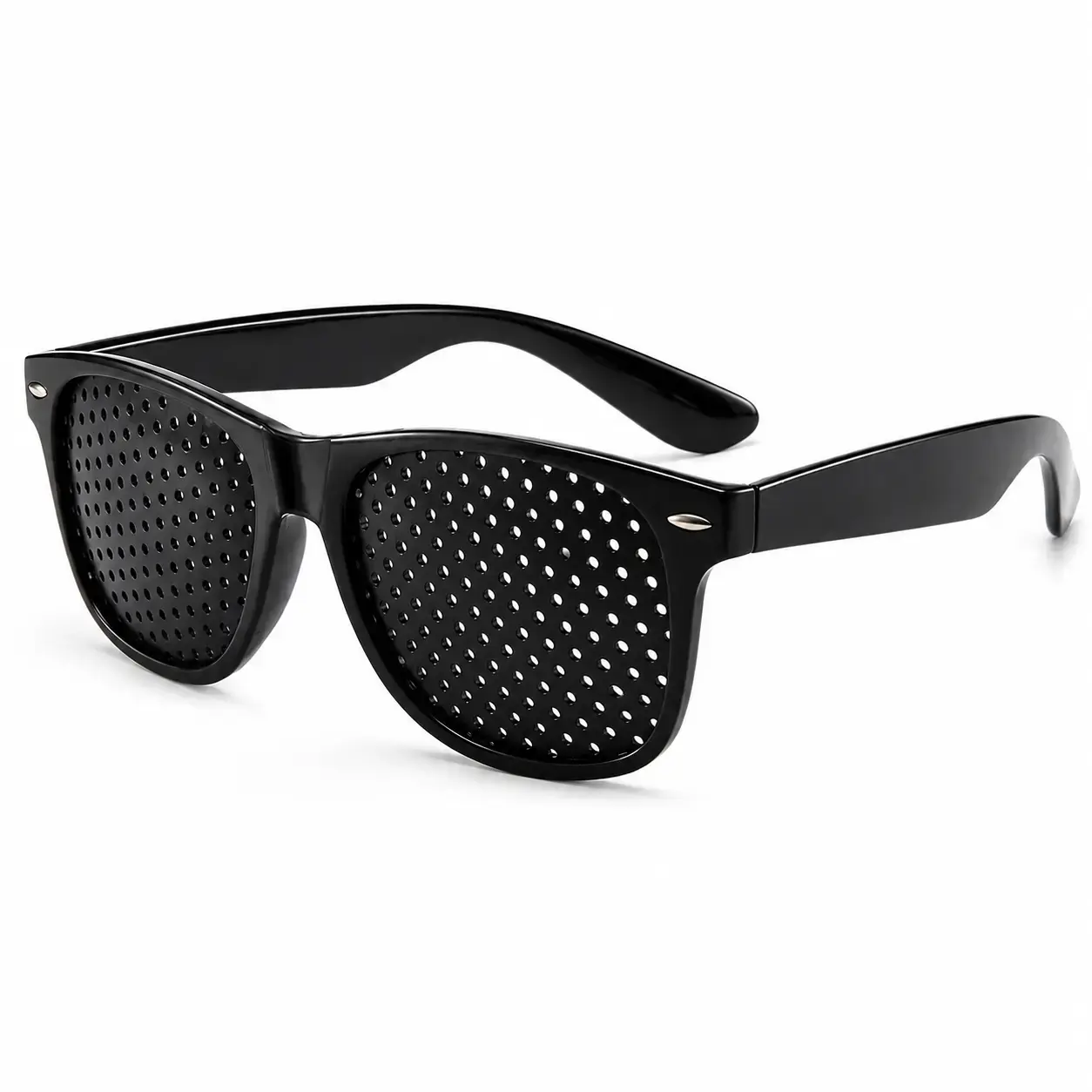 Black Unisex Pinhole Glasses - High-Quality Daily Eyewear for Adults, Myopia & Astigmatism Relief, Strabismus Correction, Eye Fatigue Reduction (Housewarming & Party Gift Option), Daily High-Quality Eyewear
