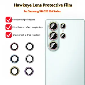 Glitter Bling Metal Lens Ring Glass for Samsung Galaxy S26 S25 S24 Ultra Camera Lens Protector Covers on Galaxy S26 S25 S24 Plus
