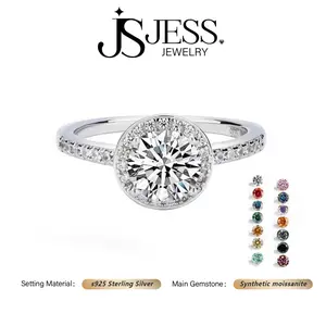 【#127】1ct/2ct/3ct Round Cut Real Synthetic Moissanite Round Halo Ring S925 Sterling Silver Jewelry D Color VVS Engagement Wedding Gift for Women
