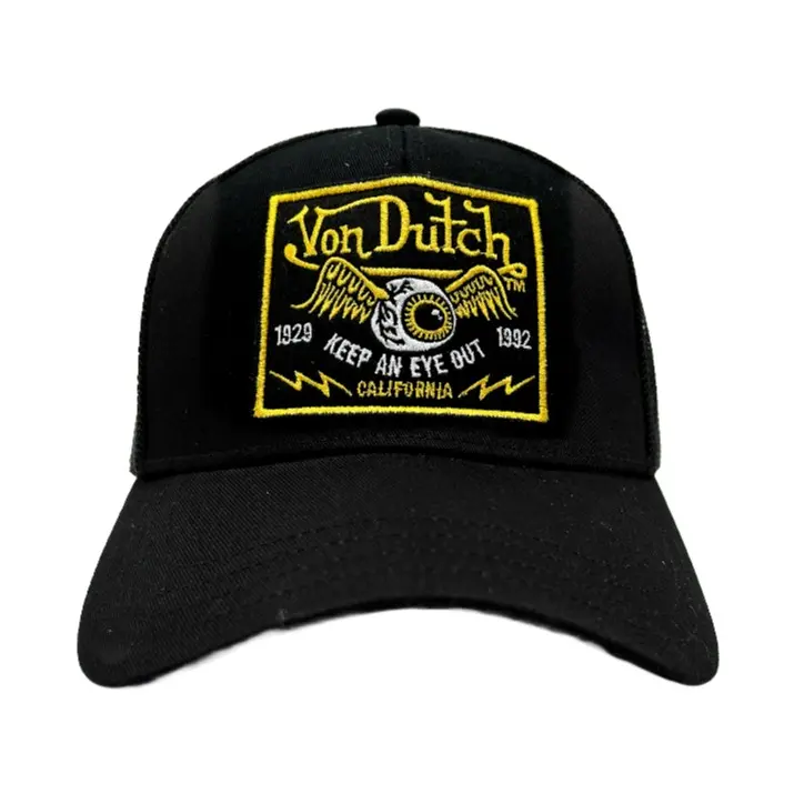 Black and Yellow Keep.An.Eye.Out Trucker Hat