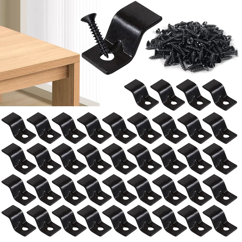 40 Packs Table Top Fasteners, Z Clips for Table Tops with Screws Metal Tops Table Top Fasteners Heavy Duty Z Connectors Solid Steel with Screws for Desk Furniture