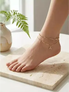 Exquisite Layering: 26-Letter Alphabet Anklet Set  A Perfect Summer Gift Foot Jewelry