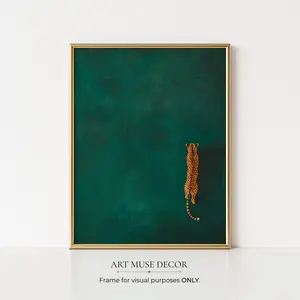 [UNFRAMED POSTER] Emerald Green Cheetah Print: Minimalist Jungle Animal Poster