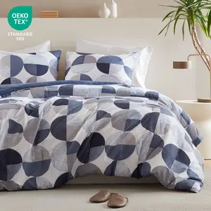 2/3 Pieces Ultra-Soft Microfiber Bedding Set Stylish Three-Tone Printed Comforter Set Warm and Cozy Mustard Yellow & Grey for All Seasons