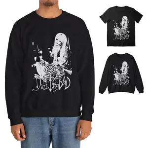 Vtg Dazzling BAD Japanese Band Merch, Visual Kei Gothic Black Shirt, Horror Halloween Black Costume Men's Sweatshirt, Cotton Menswear Top, Streetwear, Casual Crewneck Tshirt
