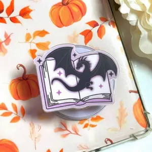 Fantasy Book Dragon MagSafe Phone Grip, Magnetic Pop Socket Kickstand, Bookish Reader Phone Holder Gift