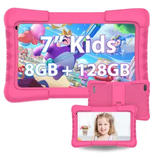 POWMUS Kids Tablet 7 Inch, Android 13 Learning & Educational Tablet for Kids, 8GB RAM 128GB ROM (1TB Expandable), Quad-Core, Parental Control, Dual Camera, WiFi, Shockproof Case, Entertainment Tablet for Toddlers, Children's Toy Gifts