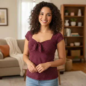 Women Fairy Coquette Babydoll Shirt Y2k Cap Sleeve Polka Dot Grunge Flowy Preppy Tees Vintage Aesthetic Clothes