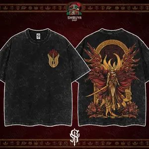 [Shibuya] "Malenia Rot Queen" - Elden Ring Game Edition Double Printed Oversize Lightweight Acid Washed Tee Hoodie, Elden Ring Fans, RPG Game Graphic Hoodie, Streetwear Hoodie Unisex Oversize Gift for RPG Game Lovers christian clothing 67 shirt white tee